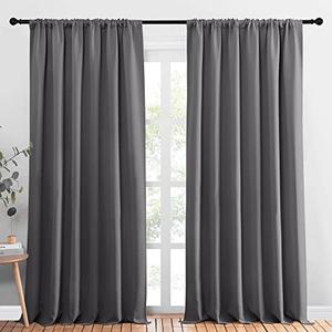 NICETOWN Blackout Curtain Panels for Window - Thermal Insulated Rod Pocket Blackout Drapes/Draperies for Dining Room ( W70 x L95 inches, Grey) Pack of 4