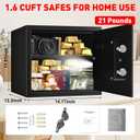 1.6 Cu ft Small Fireproof Safe Box, Digital Security Home Safes Water and Fireproof with Electronic Keypad Keys and Alarm System, Fire Safe for Home Money Medicine Valuables