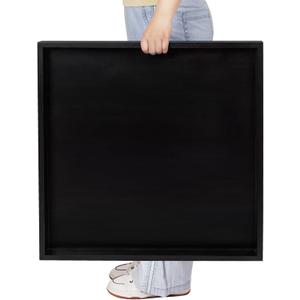 Wood Ottoman Tray, Square Solid Wood Serving Tray for Ottoman, Large Decorative Tray for Drinks, Snacks & Living Room Decor, 24 Inches Black