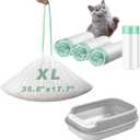 40 PCS Cat Litter Liners Jumbo Drawstring Cat Litter Bags Extra Thick Litter Pan Liners Heavy Duty 35.8"x17.7"