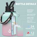 BJPKPK Insulated Water Bottles with Straw Lid, 50oz Large Water Bottle with 3 Lids and Paracord Strap, Stainless Steel Metal Water Bottle, Insulated Water Jug,Marshmallow