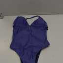 CUPSHE Women Swimsuit One Piece Bathing Suit Deep V Neck Crisscross Back Adjustable Strap (Small, Dark Blue)