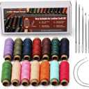 0.55 mm Round Waxed Thread, 14 Colors 76 Yards Spool Wax Coated String, Leather Sewing Waxed Thread for Sewing, Stitching, Beading, Bookbinding, Bracelet, Braiding