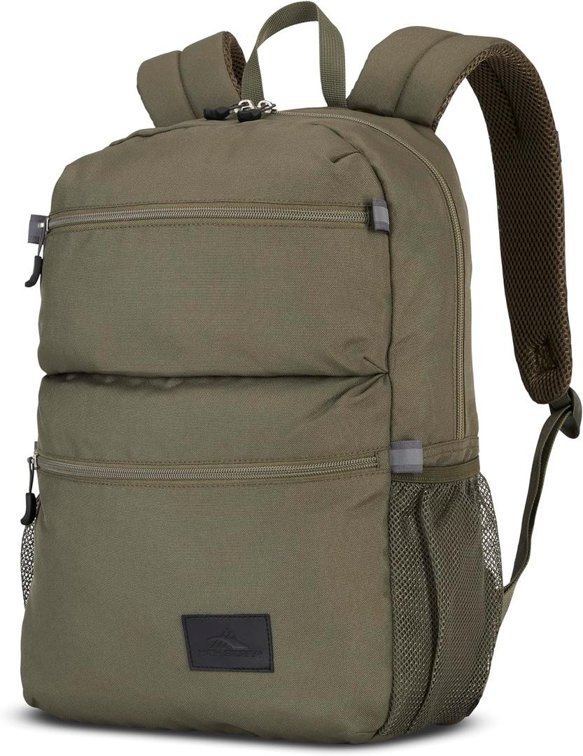High Sierra Everclass Backpack - Travel or Work Laptop Bookbag with 360 Reflectivity, Dual Water Bottle Pockets & Fits Laptops Up To 15.6, One Size, Olive