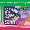 ARTISTRO 24 Dual Tip Acrylic Paint Markers, Acrylic Paint Pens, Fabric Markers for Textile, Rock, Glass, Wood, Paper, Ceramic, Canvas DIY Art Supplies Kit for Kids and Adults (Dual Tip Dot + Fine, 24)
