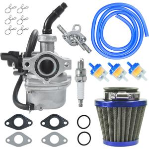 PZ19 Carburetor Carb Air Filter Fuel Line Kit for 50cc 70cc 90cc 110cc 125cc Tao Tao GK110 Baja SSR Apollo Coolster Chinese Kids Four Wheeler ATV Go Kart CRF50 XL70 Dirt Pit Bike Motor (BLUE)