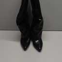 Modatope Knee High Boots Women Fold Over Knee High Boots Chunky High Heels Long Boots Zipper Pointed Toe Dress Tall Boots for Women (7, Black Pu)