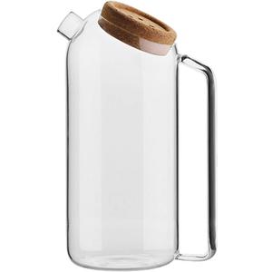 Glass Water Pitcher with Cork Cover Large-Capacity Glass Teapot for Juice, Iced Tea, DIY Beverages Water Carafe (Capacity : 0.8L)