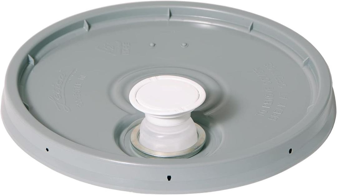 Meranti 5 Gallon Pail Lid with Pour Spout and Gasket | fits 3.5, 5, 6, 7 gallon buckets (1 Pack, Gray)