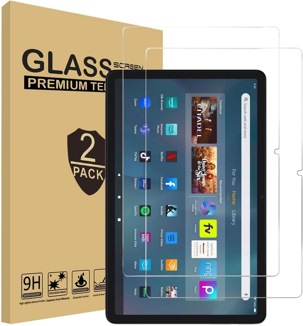 [2 Pack] TDA Screen Protector for Amazon Fire Max 11 Tablet (13th Generation, 2023 Release) Tempered Glass High Definition Clear Shield, Anti-Scratch, 9H Hardness Screen Cover [Stylus Pen Compatible]