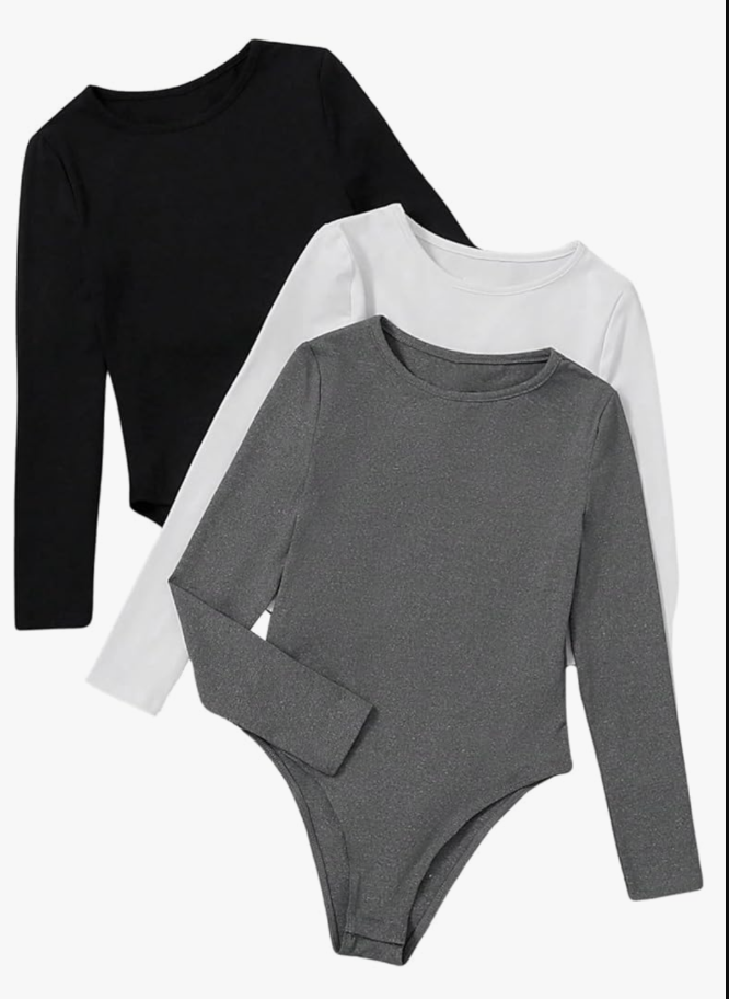 Girl's Long Sleeve T Shirt Bodysuit Tops Crew Neck Romper Jumpsuit Leotard for Girls Fall Tops. Size 11/12