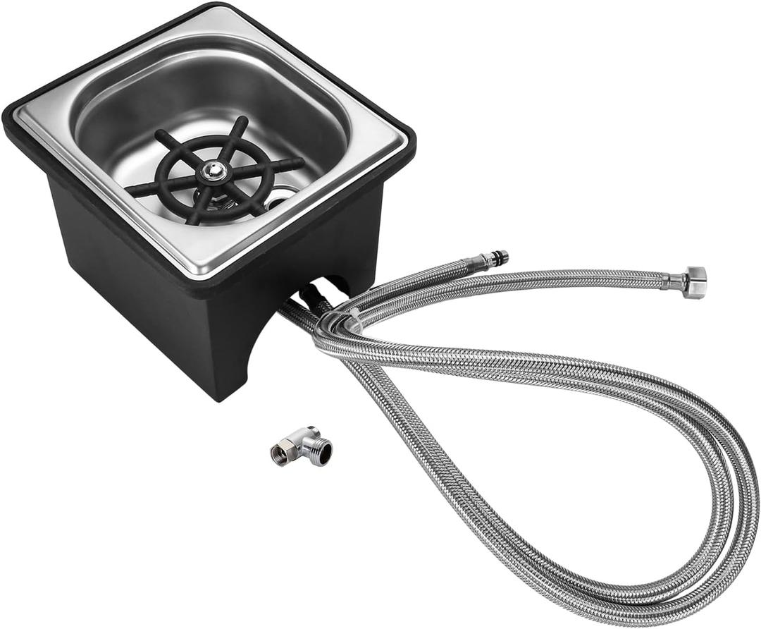 DIBTSA Pitcher Rinser with Base, Stainless Steel Countertop Glass Rinser Cup Washer Sink with Side Spray, 7.48" x 6.89" x 5.7", Silver