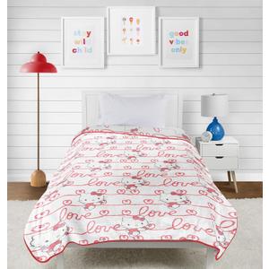 Jay Franco Hello Kitty Lovely Notes Plush Blanket - Measures 60 x 90 Inches, Kids Bedding - Super Soft Fleece Bedding