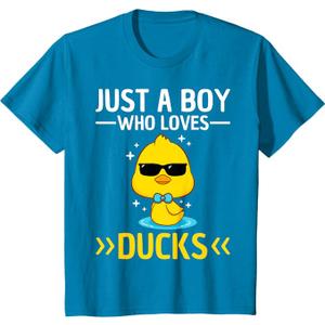 Just A Boy Who Loves Ducks Boys Kids Funny Duck Lover Duck T-Shirt, XL