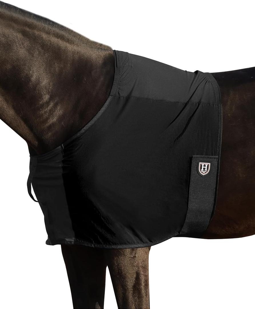 Harrison Howard Sleek Nylon and Stretch Horse Shoulder Guard Lightweight Comfortable Breathable Protective Chest Protector Black L