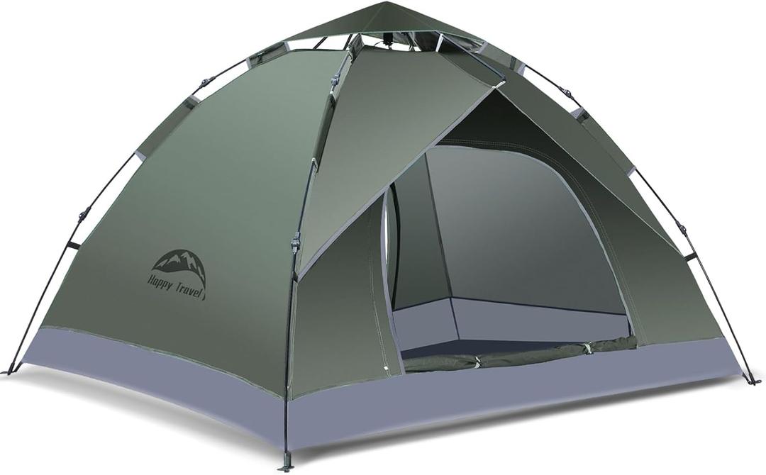 Happy Travel 4 Person Camping Tent, Instant Easy Pop Up Tents for Camping,Automatic Waterproof Family Camping Tent, Easy Set Up Tent,Portable Windproof Dome Tent for Camping Hiking & Traveling
