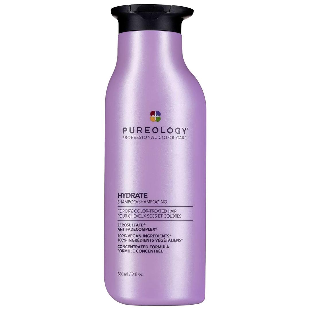 Pureology Hydrate Shampoo - For Dry or Color Treated Hair, Moisturizing Shampoo For Hydration & Softness, With Rose Extract & Green Tea, Vegan & Sulfate-Free (9 Fl Oz (Pack of 1))