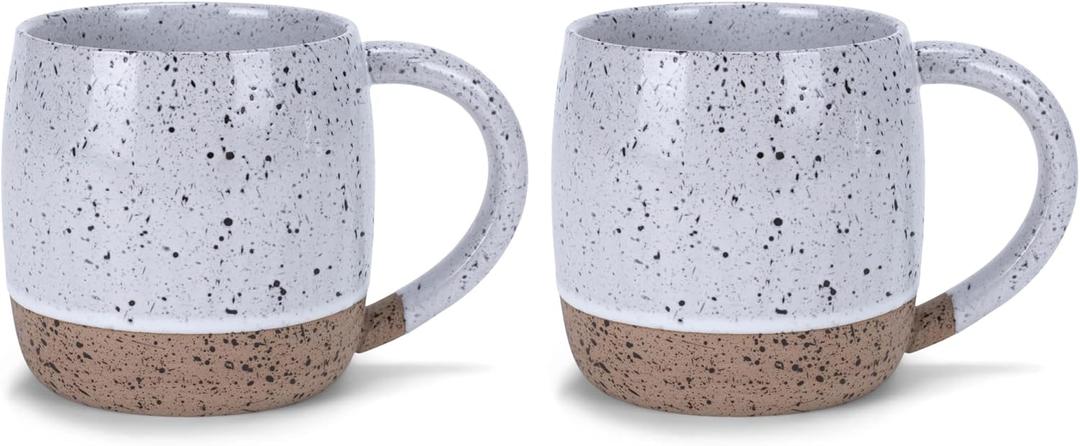 Elanze Designs Speckled Raw Bottom 17 ounce Ceramic Mugs Pack of 2, White