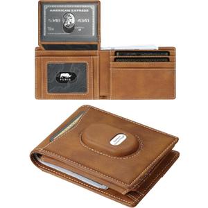 Leather Wallet for Samsung Galaxy SmartTag2: Slim Minimalist Wallet Compatible with Samsung Tracker Tag - RFID Blocking Bifold Wallet 2 ID Window