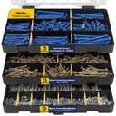 Hardware Concrete Assortment Kit 1625 Pcs- Concrete Screw Set with Assorted Nuts, Bolts, and Wood Screw (3 Trays)