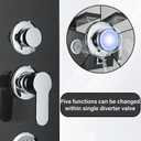 AlenArt Shower Panel Tower System, Multi Function Shower System with Body Jets, Handheld Sprayer, Rainfall Waterfall Shower Head and Tub Spout Stainless Steel Wall Mount Shower Panels Black