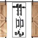 EaseLife 14 FT Double Sliding Barn Door Track and Handle Hardware Kit,Straight Pulley,Slide Smoothly Quietly,Easy Install (14FT Track Kit for 40"~42" Wide Double Door)