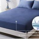 ZonLi Cooling Fitted Sheets,100% Rayon Derived from Bamboo Cooling Fitted Sheet Queen Size for Hot Sleeper, Deep Pocket Up to 22", Soft Bed Sheets, Hotel Silky Bedding Set, Blue Ashes