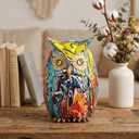 Owl Decor Colorful Graffiti Owl Figurine Resin Modern Art Sculpture, Collectible Owl Statue Home Decor for Living Room Bookshelf Office Desktop, Unique Gift for Owl Lovers