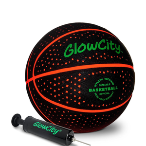 GlowCity Glow in The Dark Basketball for Teen Boy - Glowing Red Basket Ball, Light Up LED Toy for Night Ball Games - Sports Stuff & Gadgets for Kids Age 8 Years Old and Up. Great Gift for Boys & Girls
