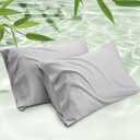 Bedsure Pillow Cases Queen, Cooling Pillow Cases, Rayon Derived from Bamboo Light Grey Pillowcases Queen Size Set of 2, Soft & Breathable Bedding Pillow Covers with Envelope Closure, 20x30 Inches