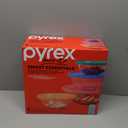 Pyrex Mixing Bowl Set: 322 1qt, 323 1.5qt, 325 2.5qt, 326 4qt Glass Bowls with 322-PC Green, 323-PC Orange, 325-PC Cadet Blue & 326-PC Red Lids - Made in USA