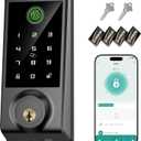 IRONZON Smart Door Lock, 5-in-1 Keypad Deadbolt for Front Door, Keyless Entry Door Lock with App Control, Auto-Lock, Anti-Peeping Password, 4 IC Cards, 15-Min Installation, Black