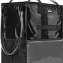 Reusable Grocery Bag On Wheels, Foldable Shopping Rolling Tote Bag with 6 Pockets, Shopping Trolley Cart with Zippered Top & 3-Way Handles, Heavy Duty, Lightweight for Moving, Camping, Small, Black