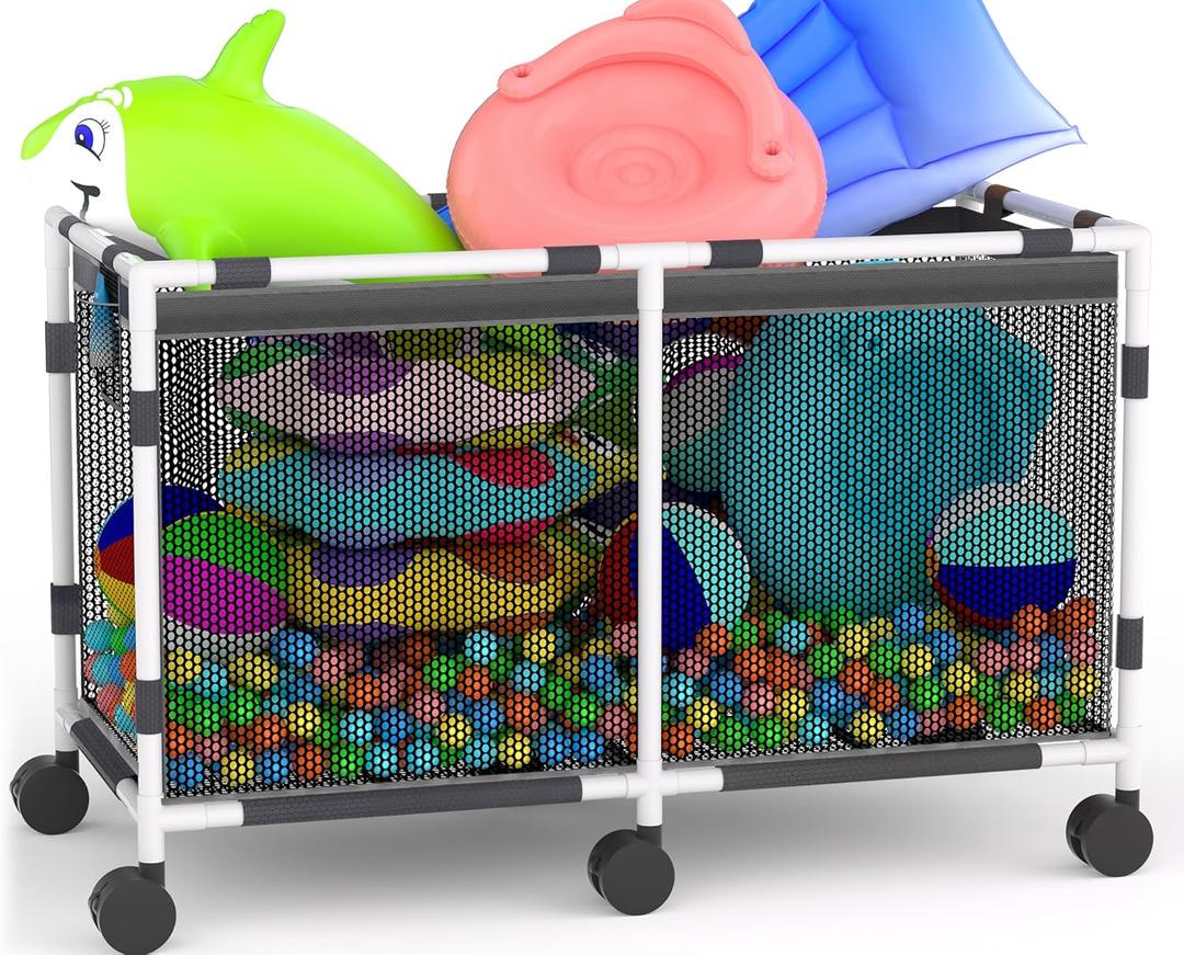 Pool Float Storage - 235 Gallon 69"L Pool Storage Bins,360 Rolling Pool Storage Cart with Wheels,Tear & Sunlight Resistant,Waterproof Outdoor,Float Storage Organizer for Noodles,Toys,Floats,Towels