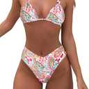 Bikini Sets for Women Sexy Halter Triangle String Bikini Cheeky V Cut High Waisted Thong Swimsuits 2 Piece (S)