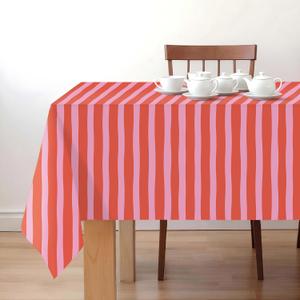 3 Pieces Pink and Red Striped Tablecloth Waterproof Plastic Stripe Tablecloth Rectangle Table Cover for Home Kitchen Party Picnic Table Decoration, 54" x 108"
