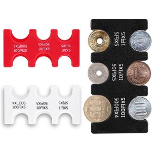 3Pcs Japanese Coin Holder Hard Cases Organizer Rectangle Coin Dispenser Plastic Coin Sorter Wallet with 6 Slots Collectors Coin Trays Coin Boxes