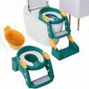 3 in 1 Toddler Potty Training Seat Chair with Ladder and Basin for Boys and Girls, Adjustable Kids Potty Training Seat for Toilet with Anti-Slip Wide Steps and Safety Handles (Green)