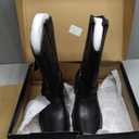 JOUSEN Cowboy Boots for Men Leather Mens Cowboy Boot Motorcycle Western Retro Square Toe Harness Mens Boot (12, Amy8426-black)