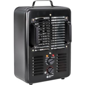 Milkhouse Space Heater, 1300W/1500W Electric Heater with Thermostat, 3 Heat Settings, Safe and Quiet for Home Garage Workshop Warehouse, Black