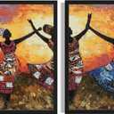 3 x Haiti African Art Poster Print, Africa Rural Landscape Wall Art, Heritage Artwork Culture Travel Poster Vintage Artwork Living Room and Bathroom Decor AA1 (Haiti African Art, 8 x 10 inches (2 Panels), Unframed)