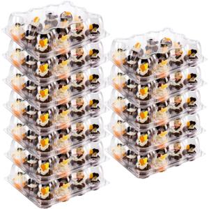 NPLUX 12 Count Mini Cupcake Containers 20 Pack Cupcake Holder with Detachable Tall Dome Lids Mini Plastic Stackable Cupcake Boxes for 240 Cupcakes, BPA Free