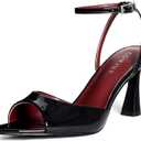 High Heels for Women Peep Pointed Toe Kitten Heeled Sandals Strappy Flared Heels Elegant Leather Sandals Comfortable Chic Summer Prom Wedding Sexy Dress Shoes Size 9.5