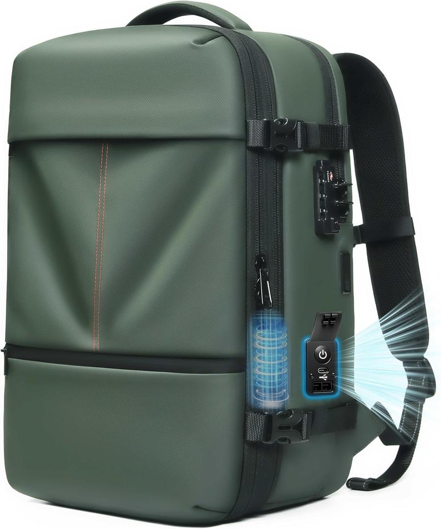 Vacuum Seal Backpack Travel with Built-in Pump 80L Expandable Travel Backpack with Vacuum System, TSA Lock Water Resistant Carry-On Backpack (Premium Green)