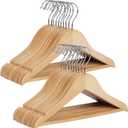 StorageWorks Baby Hangers 20 Pack, Maple Wood Clothes Organizer for Toddler, Kids Wooden Hanger with Pant Bar for Closet, Natural Maple Wood Color