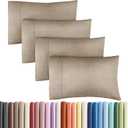 Queen Pillow Cases Set of 4 - Ultra Soft Hotel Quality Pillowcase Covers - Comfy, Cozy & Wrinkle Free - Shrinkage & Fade Resistant - Machine Washable Pillow Protectors - 4 Piece Set - Heathered Beige
