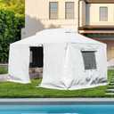 Domi 12'x14' Universal Winter Gazebo Cover - All Season Waterproof Enclosed Cover with Sidewalls and Mesh Windows, White