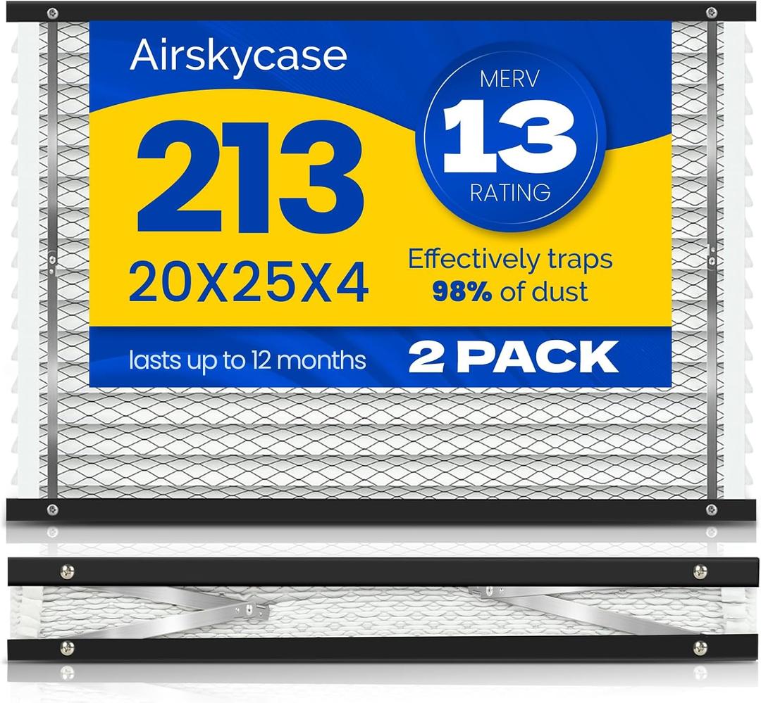 2-Pack 213 Replacement Filter Compatible with AprilAire Whole House Air Purifiers Models 1210, 1620, 2210, 2216, 3210, 4200, MERV 13 Air Purifiers, Size:20x25x4(Actual size:21.18x24.8x4.02in)