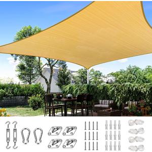 Quictent 24X24FT Large Oversized 185G HDPE Square Sun Shade Sail Canopy 98% UV Block Outdoor Patio Garden with Hardware Kit