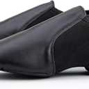 Dance Jazz Shoes Cowhide Leather Jazz Shoes for Women Men Adult (8.5, Black)